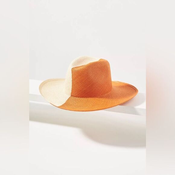 Anthropologie Rancher Artesano Colorblock Straw Hat Size M